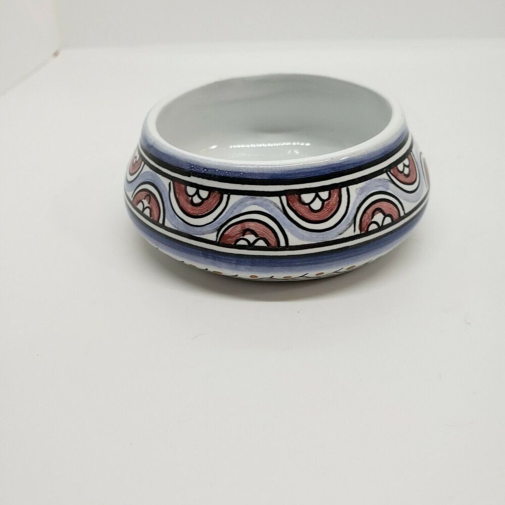 Vintage 1992 Clem Gaines Conimbricer Portugal Hand Painted Pottery Trinket Dish
